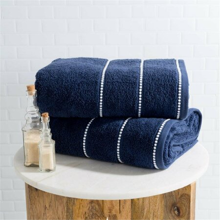 DAPHNES DINNETTE 2 Piece Luxury Cotton Towel Set Navy & White DA3250861